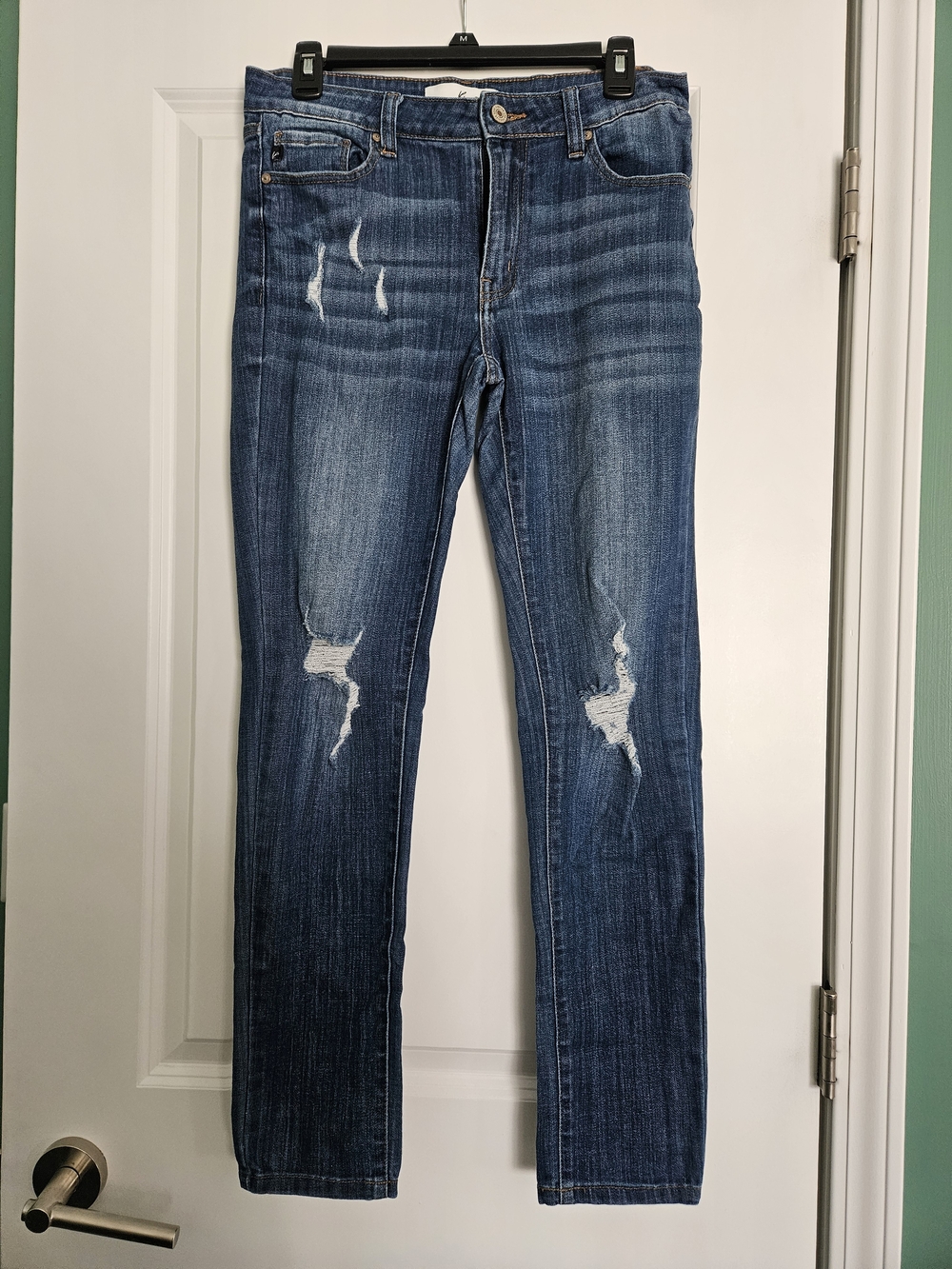 KanCan Dark Blue Distressed Straight Leg Jeans